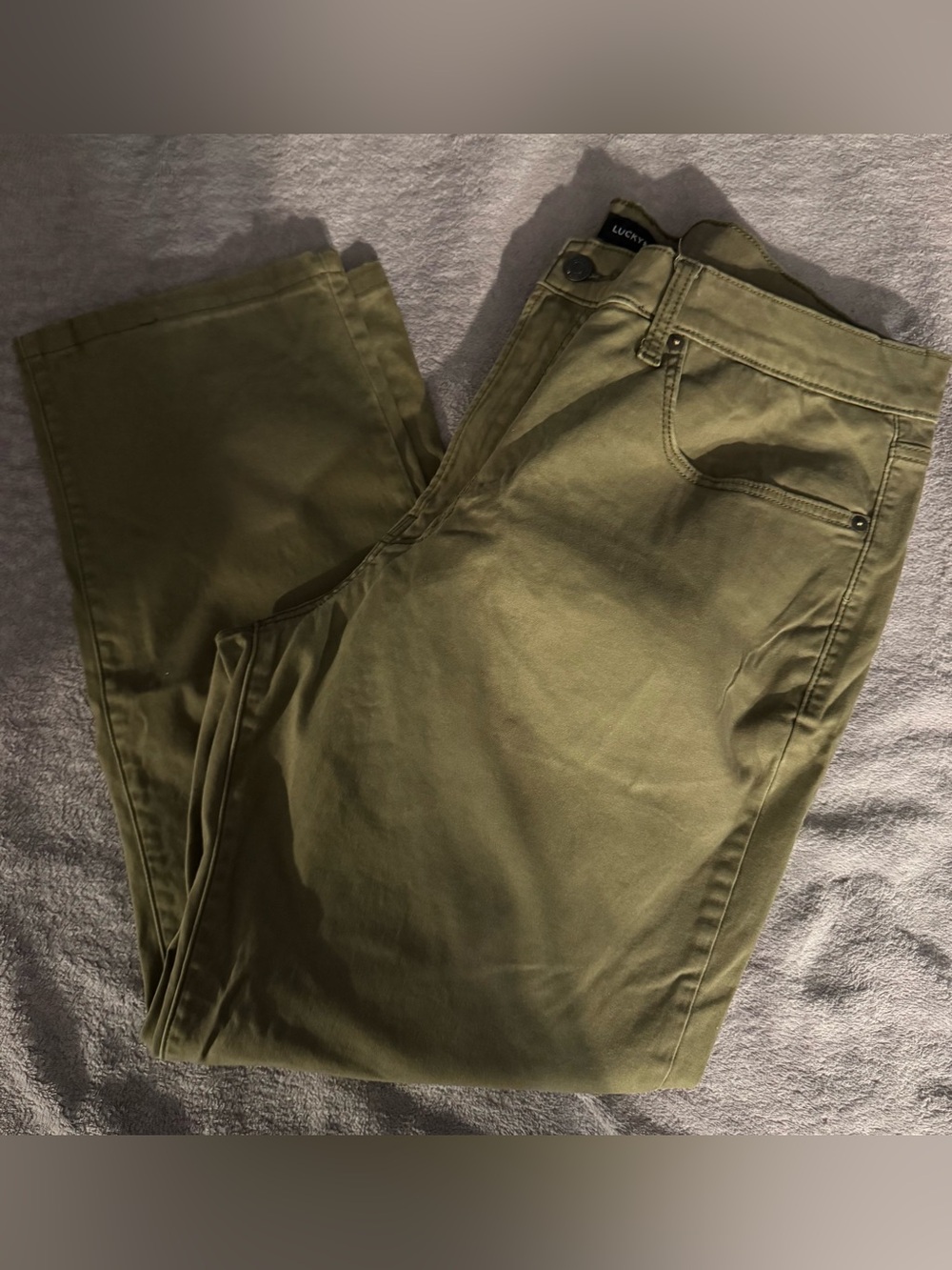 Lucky Brand 121 Mens Slim Straight Stretch Olive Green Pants